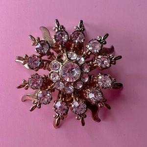 Vintage Paste Gold Tone and Silver - Grey Rhinestone Brooch, Coro, Jewelry, Lape